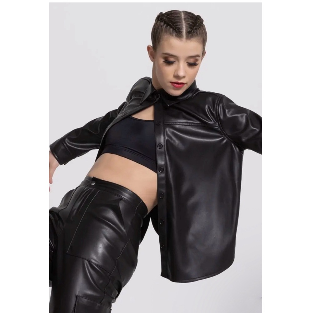 Balera | Vegan Faux Leather Shacket Black, Size MC LC